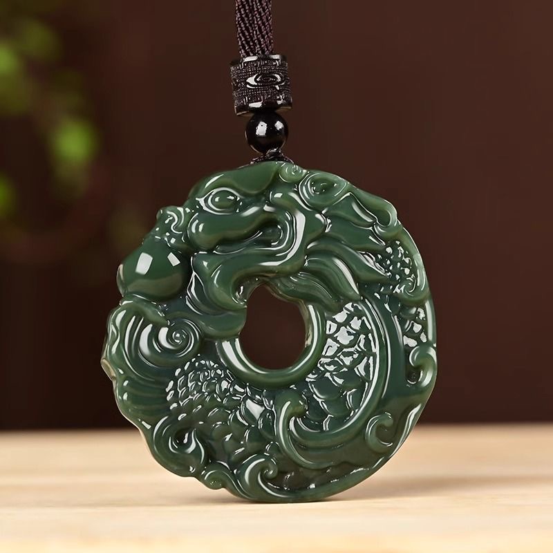 青玉龙鱼吊坠